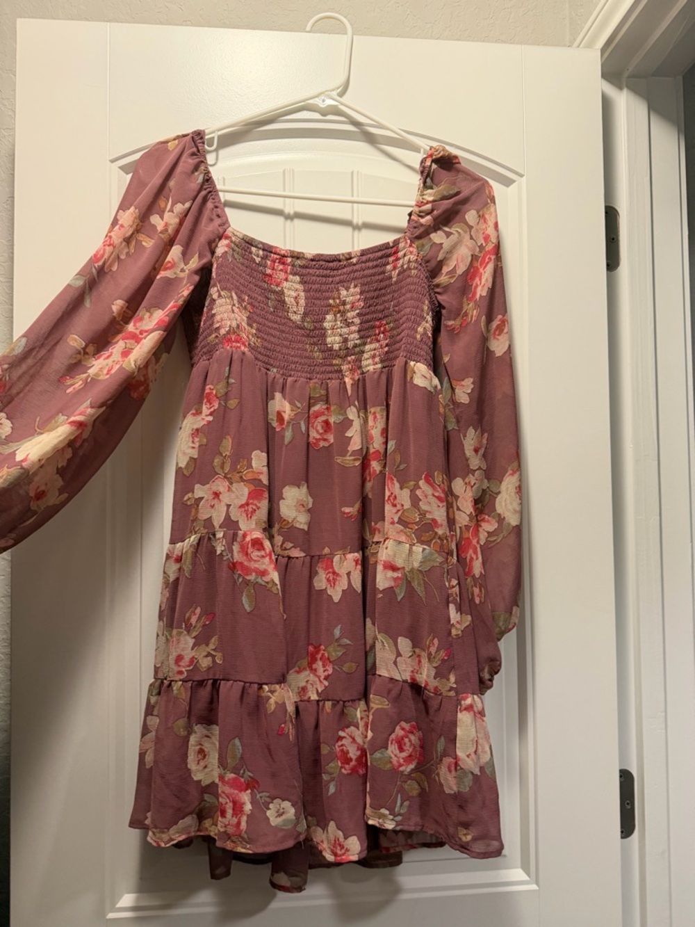 Altar'd State Dusty Rose Floral Off-Shoulder Dress